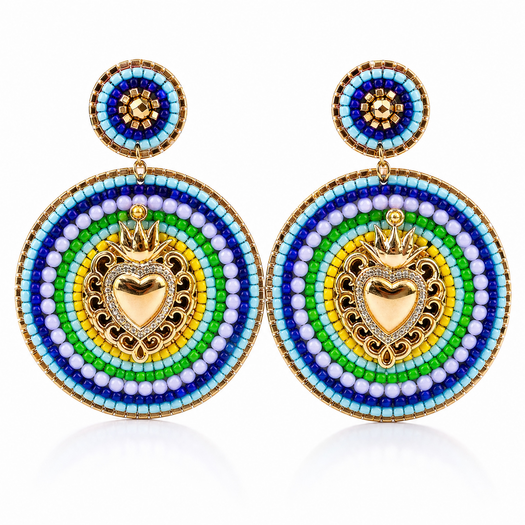 HYPNOCHIC - BOUCLES D'OREILLES TIGES DROITES - EX VOTO - BLEUES