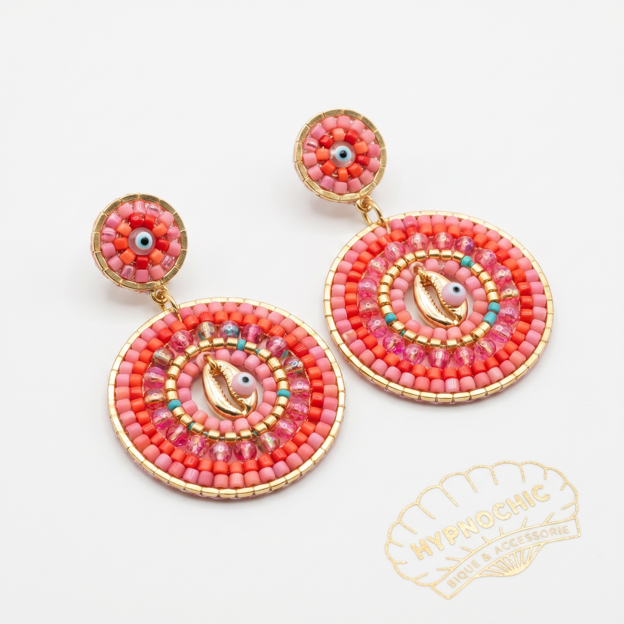 HYPNOCHIC - BOUCLES D'OREILLES TIGES DROITES - CAURY - FUSCHIAS
