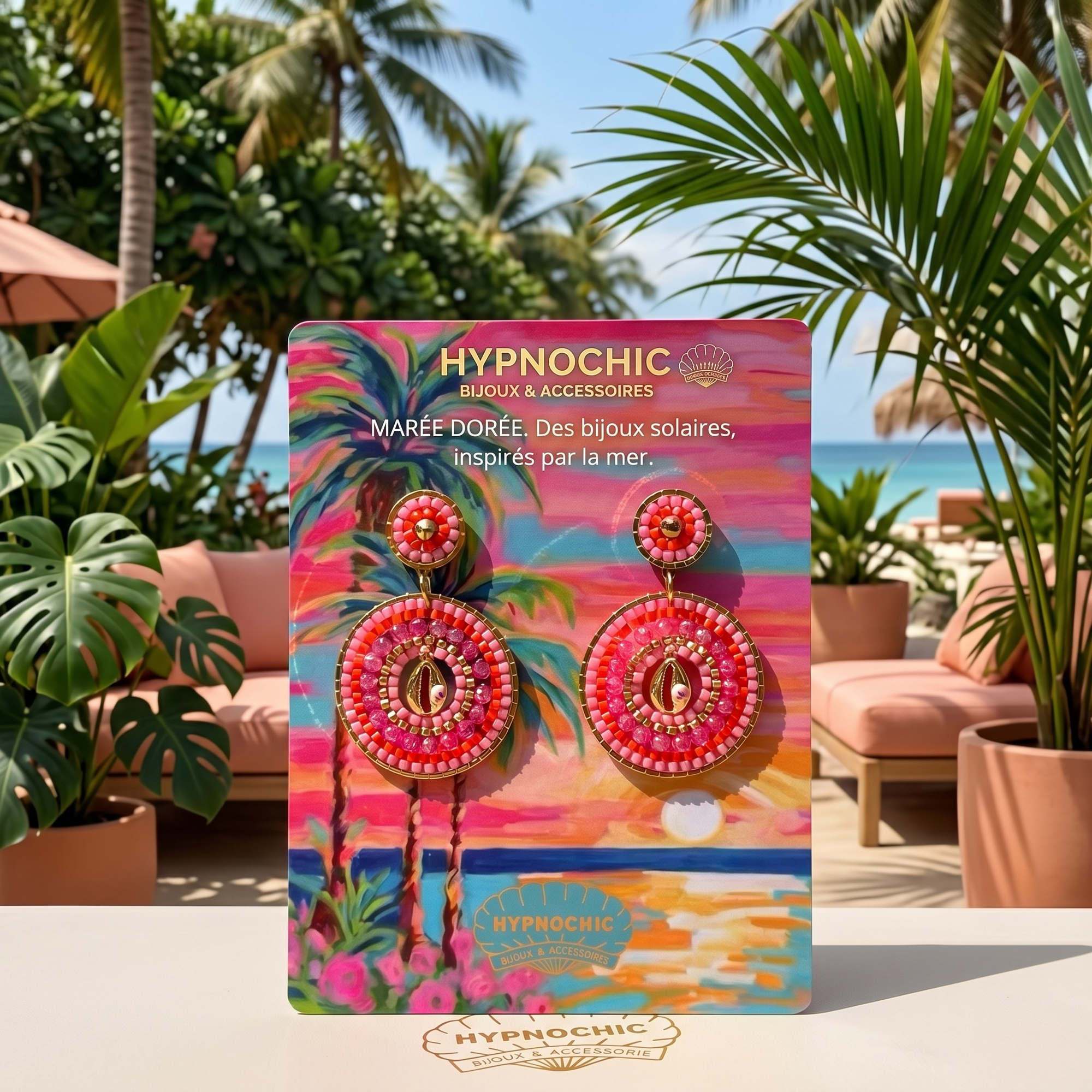 HYPNOCHIC - BOUCLES D'OREILLES TIGES DROITES - CAURY - FUSCHIAS
