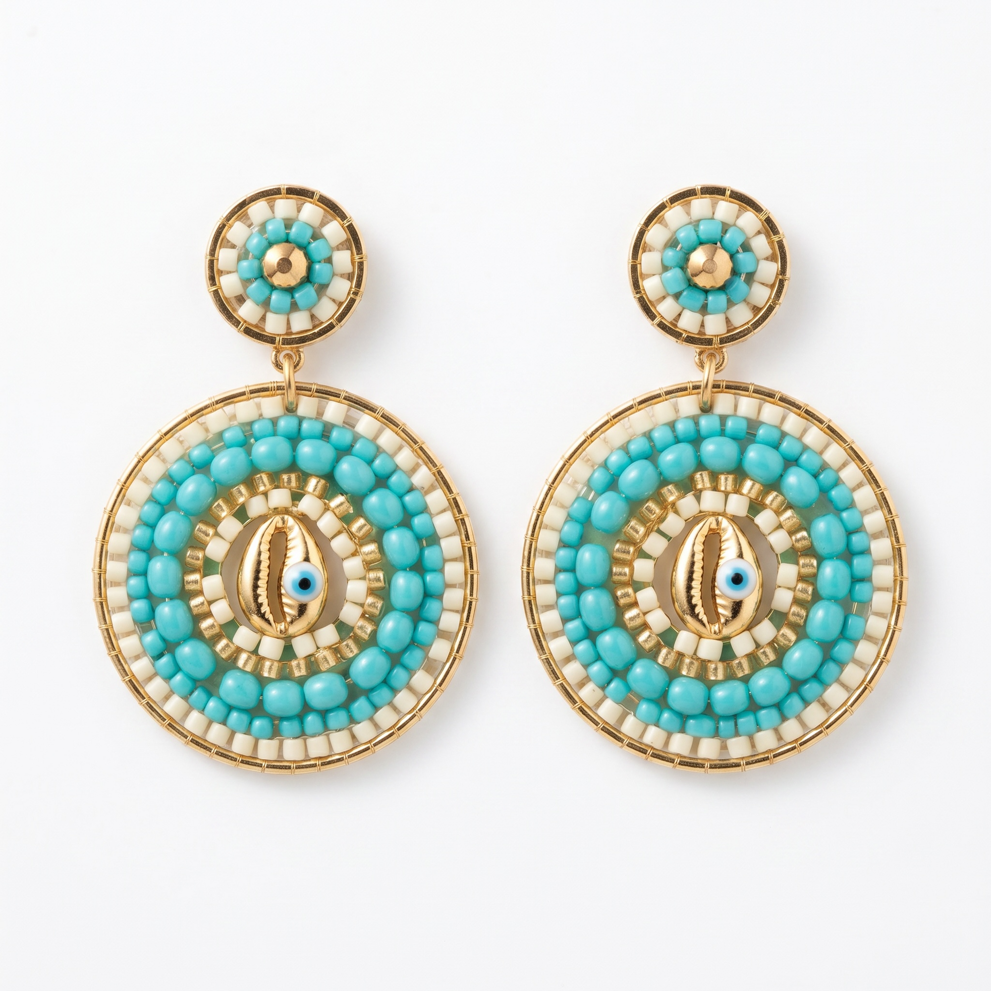 HYPNOCHIC - BOUCLES D'OREILLES TIGES DROITES - CAURY - TURQUOISES