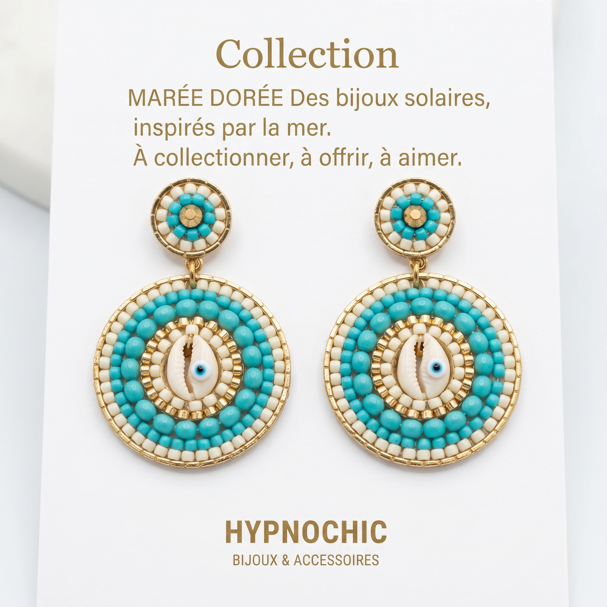 HYPNOCHIC - BOUCLES D'OREILLES TIGES DROITES - CAURY - TURQUOISES