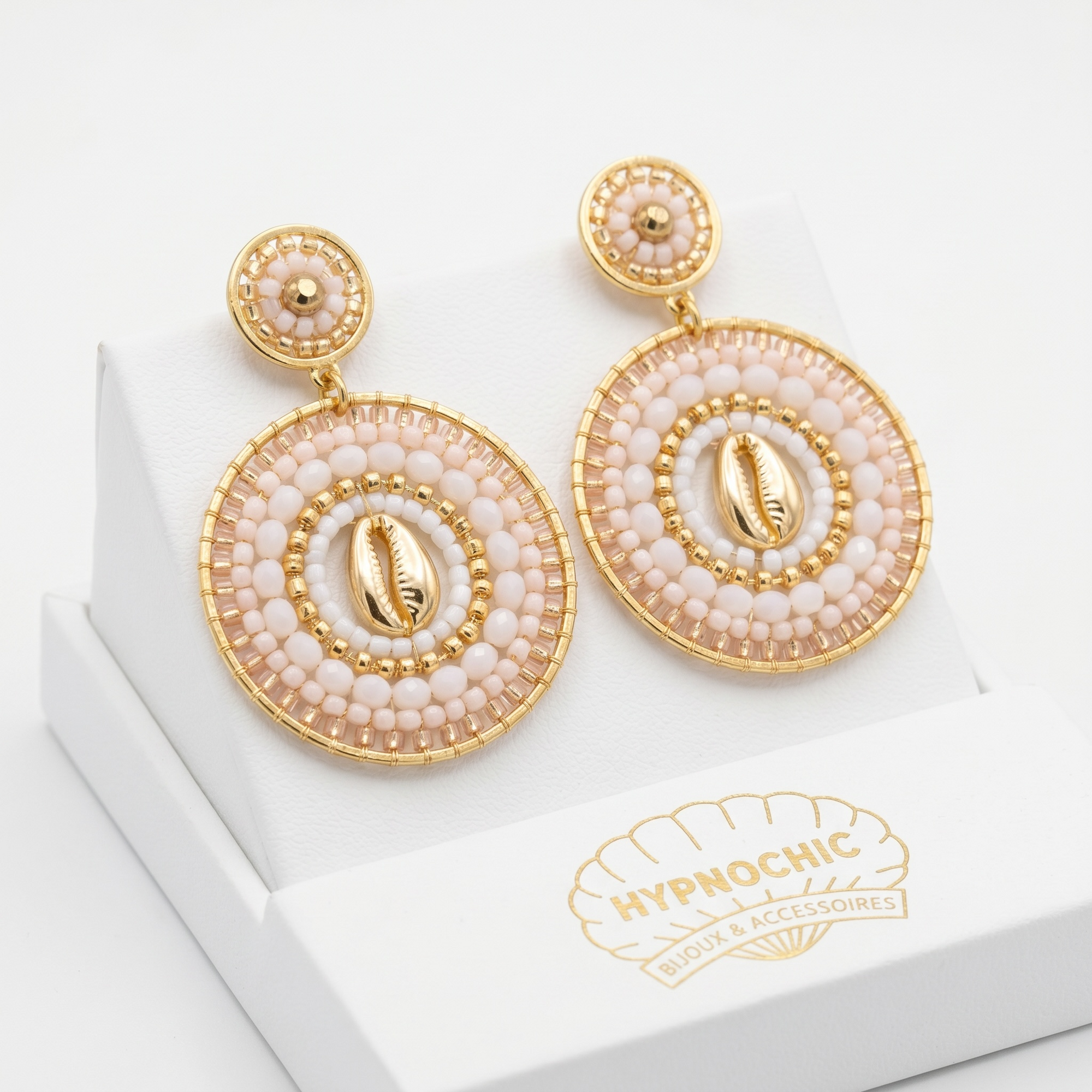 HYPNOCHIC - BOUCLES D'OREILLES TIGES DROITES - CAURY - BEIGES