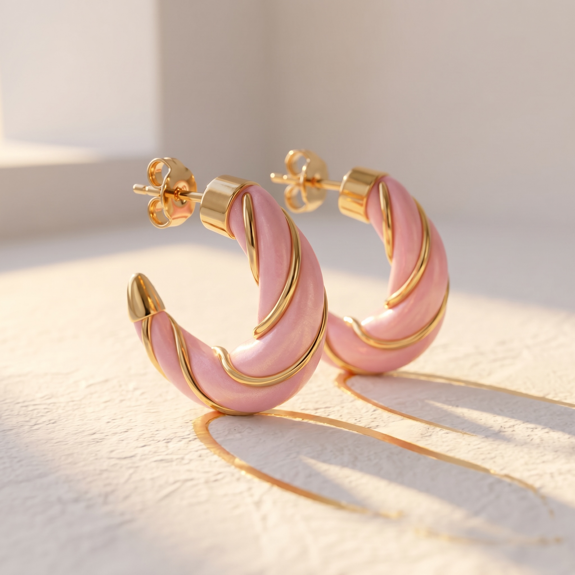 AURELIE BIDERMANN - BOUCLES D'OREILLES DIANA - ROSE BABY PINK