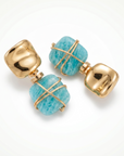 GAS BIJOUX - BOUCLES D'OREILLES RAINBOW SQUARE PETIT MODELE DORÉES - AMAZONITE