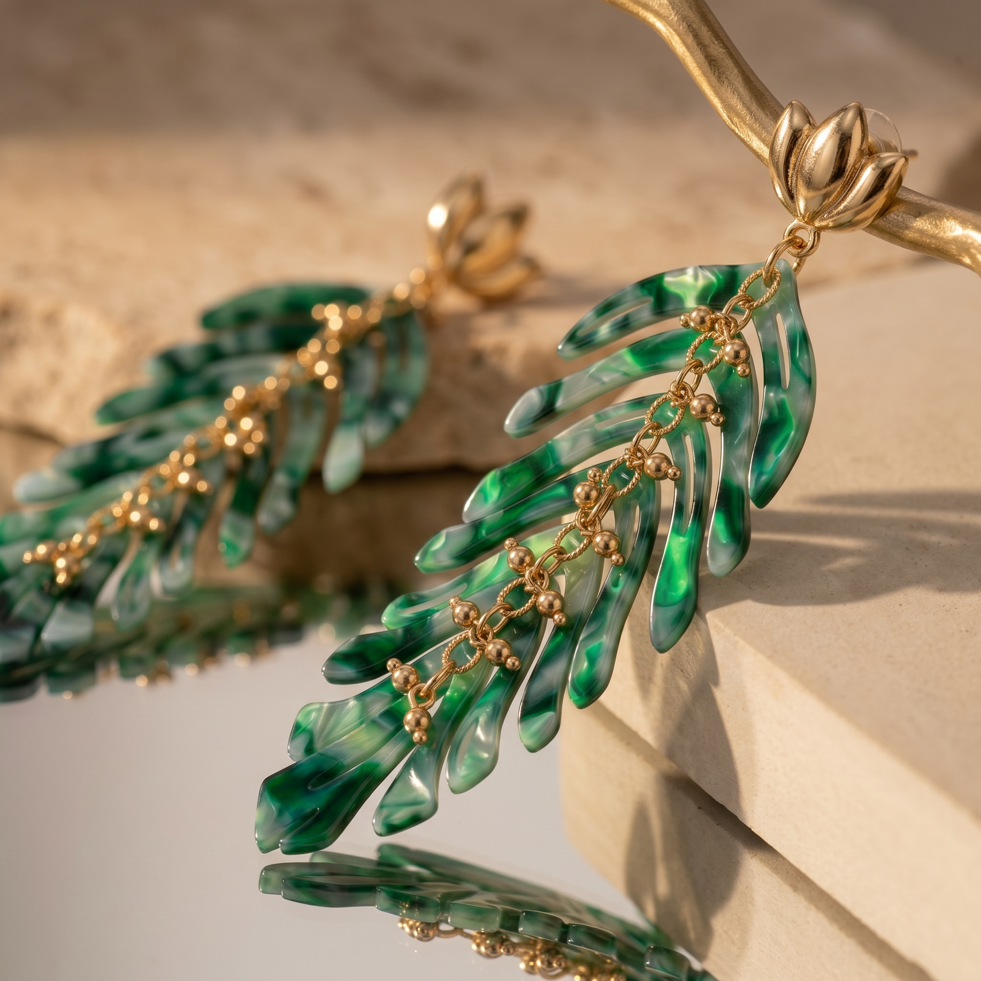 GAS BIJOUX - BOUCLES D'OREILLES CAVALLO ACETATE - VERTES