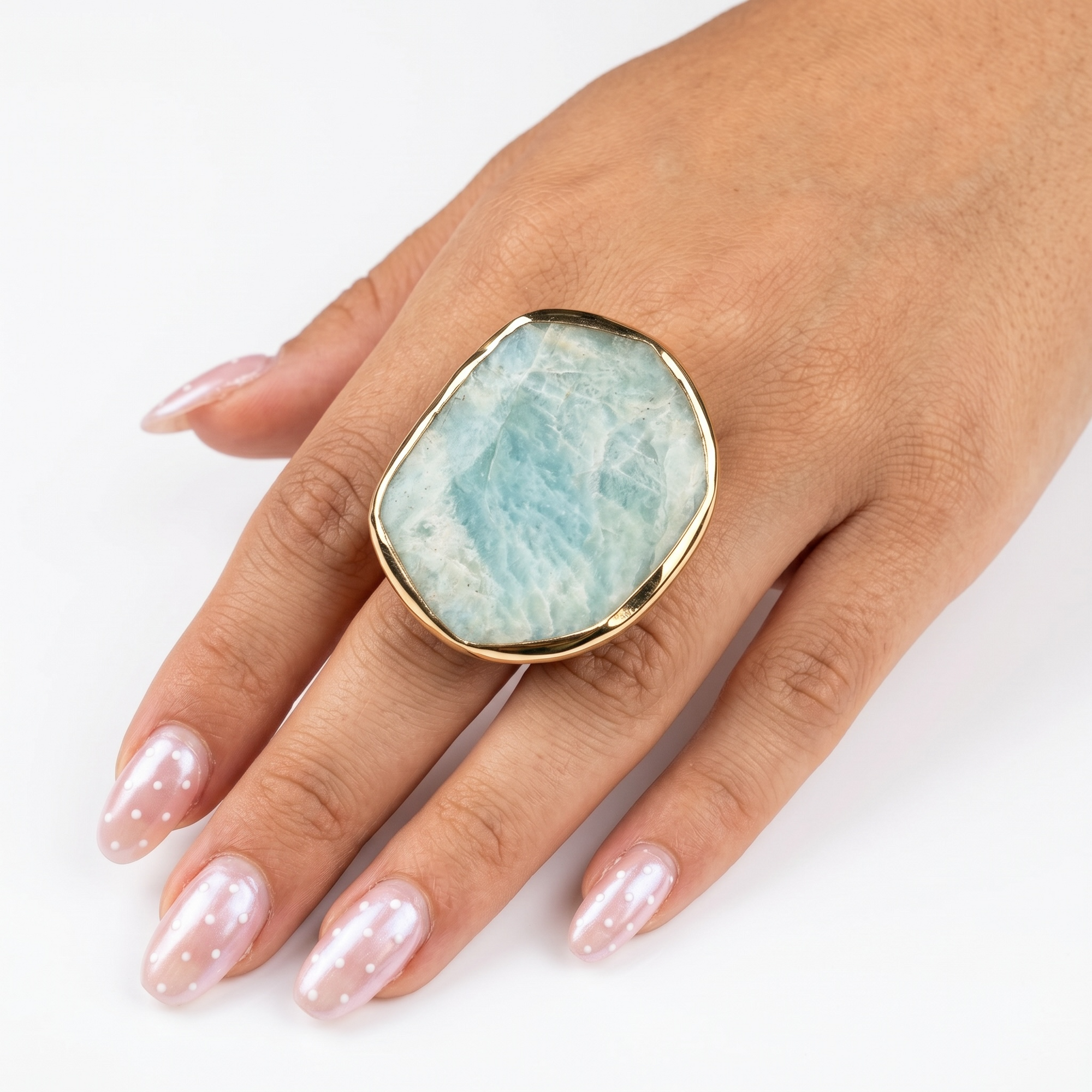 GAS BIJOUX - BAGUE AURA - AMAZONITE - AJUSTABLE