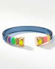 GAS BIJOUX - BRACELET SARINA BIS ACETATE DORE - BLEU TRANSLUCIDE ET FILS MULTICOLORES FLUO