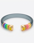GAS BIJOUX - BRACELET SARINA BIS ACETATE DORE - BLEU TRANSLUCIDE ET FILS MULTICOLORES FLUO