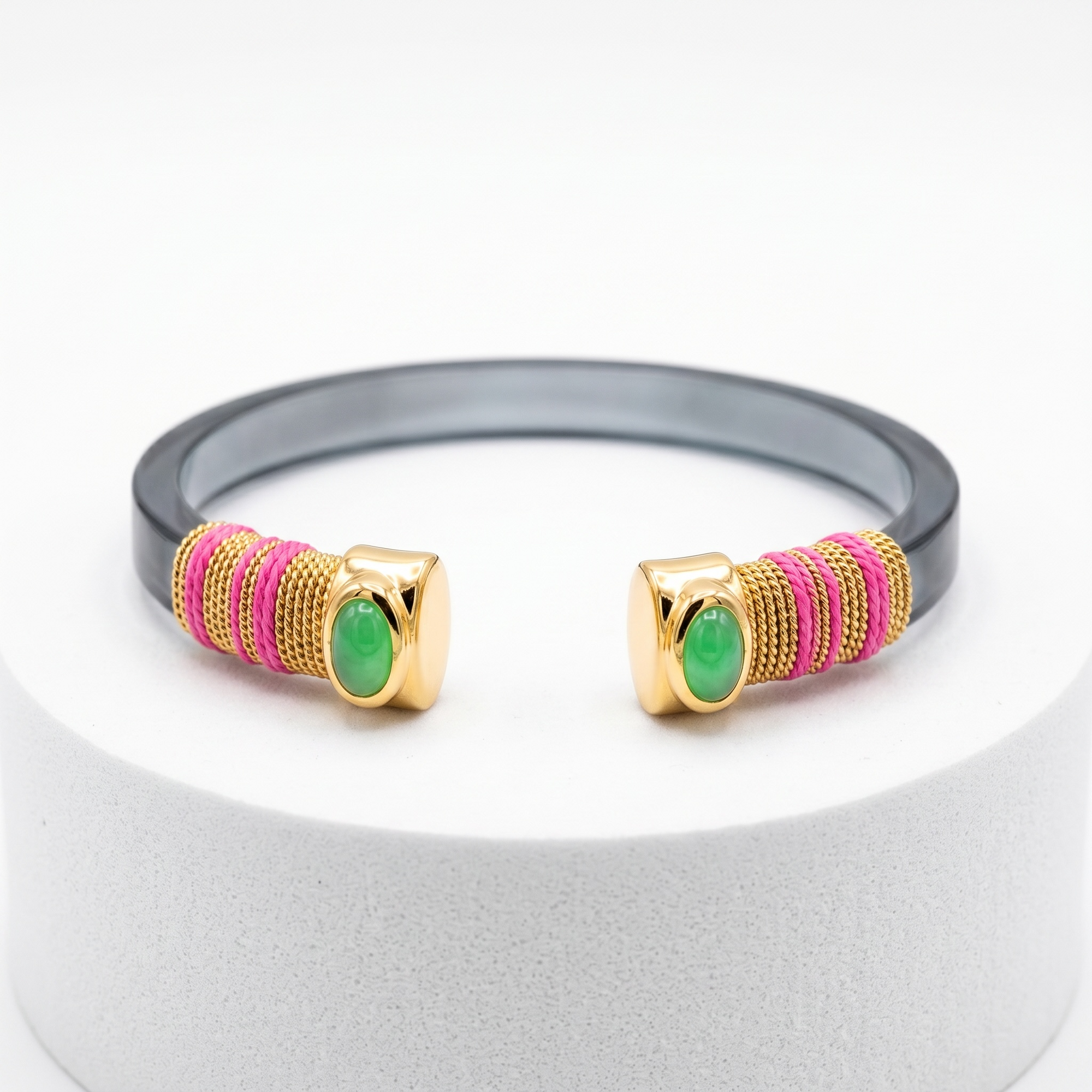 GAS BIJOUX - BRACELET SARINA BIS BLEU TRANSLUCIDE - FILS DORE ET ROSE FLUO