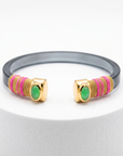 GAS BIJOUX - BRACELET SARINA BIS BLEU TRANSLUCIDE - FILS DORE ET ROSE FLUO