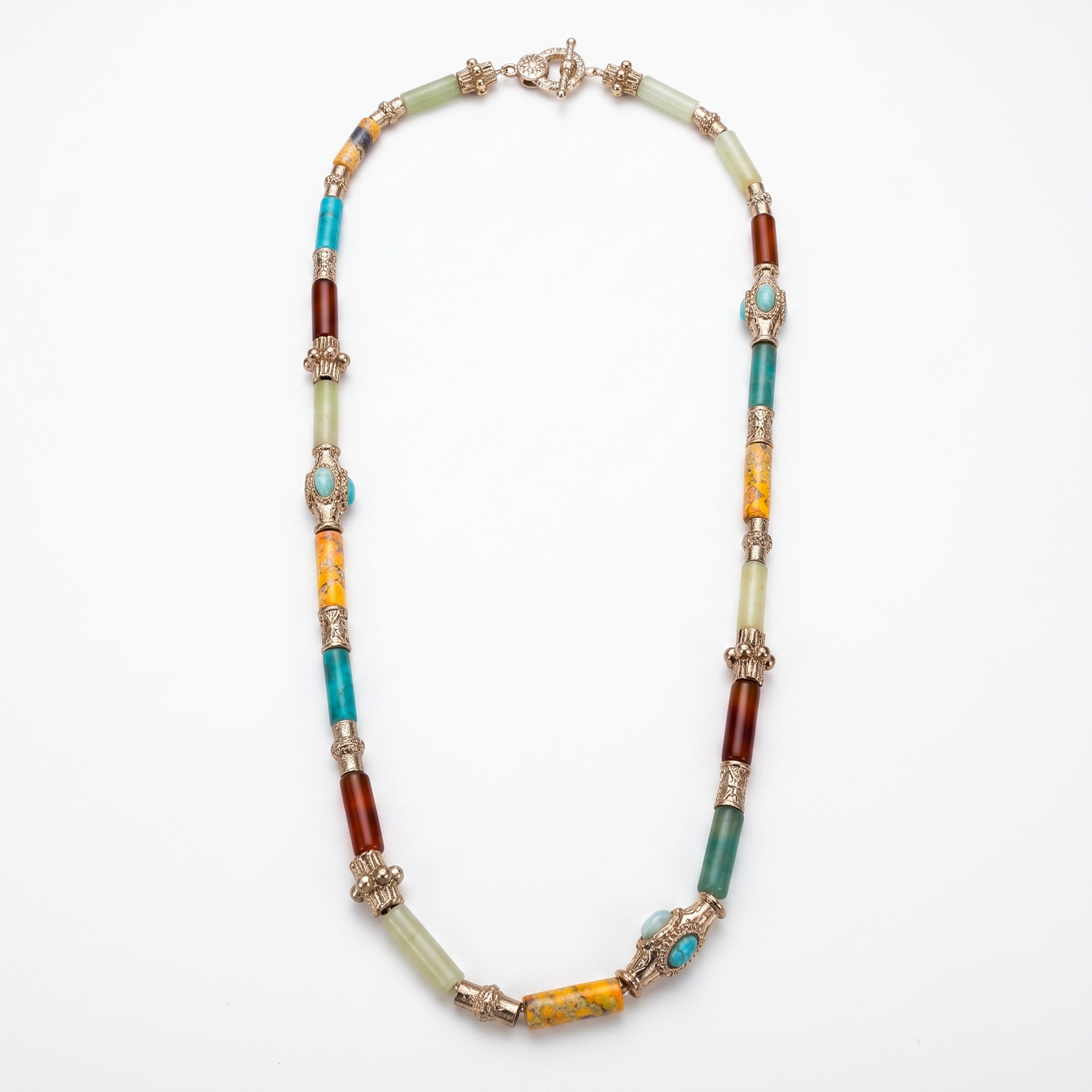 GAS BIJOUX - COLLIER KALI DORE - TURQUOISE, JASPE JAUNE, CORNALINE, AVENTURINE VERTE OU QUARTZ TEINTEE