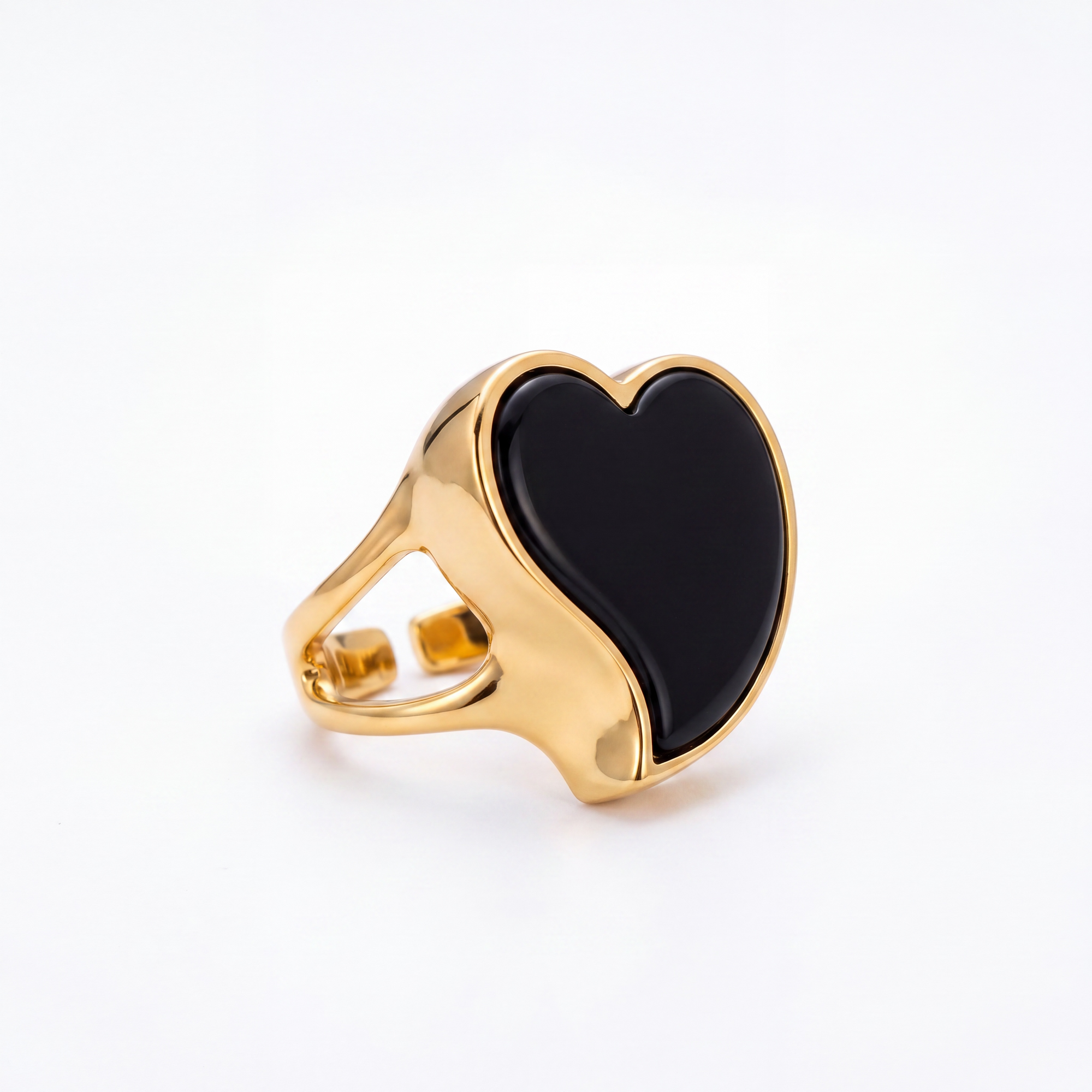 GAS BIJOUX - BAGUE MIRAGE COEUR EMAIL NOIR - TAILLE 3