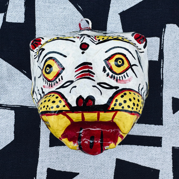 Masque décoration murale Inde tigre blanc 10cm