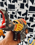 Statuette Éléphant Tête Articulée, Papier Mâché, Inde