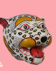Masque léopard blanc artisanal en papier mâché Inde