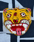 Masque décoration murale Inde tigre jaune 10cm papier mâché