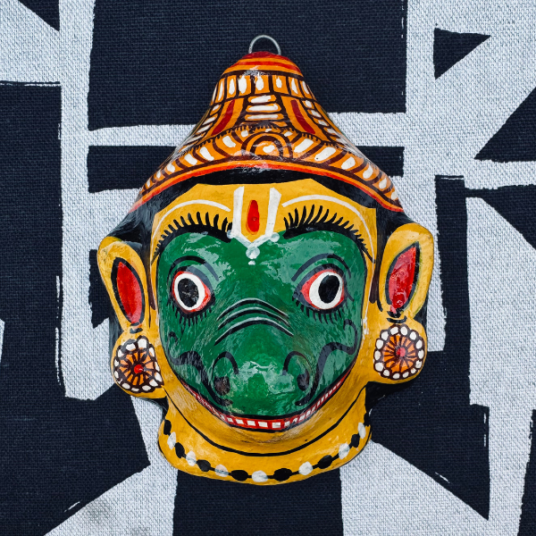 Masque décoration murale Inde Jambaban vert