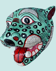 Masque léopard vert artisanal en papier mâché, Odisha Inde