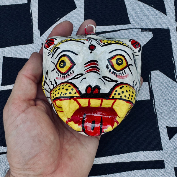 Masque décoration murale Inde tigre blanc 10cm