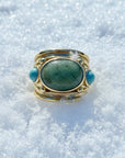 GAS BIJOUX - Bague SIMONE dorée à l'or fin - Aventurine et Apatite - Taille L