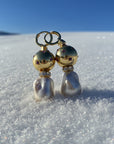 GAS BIJOUX - Boucles d'oreilles COMETE BIWA strass mauves - Perle beige rosé