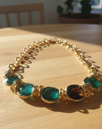 GAS BIJOUX - COLLIER SIRENA doré à l'or fin - Aventurine verte, Agate verte, Agate noire (Onyx), Labradorite, Jaspe rouge sombre