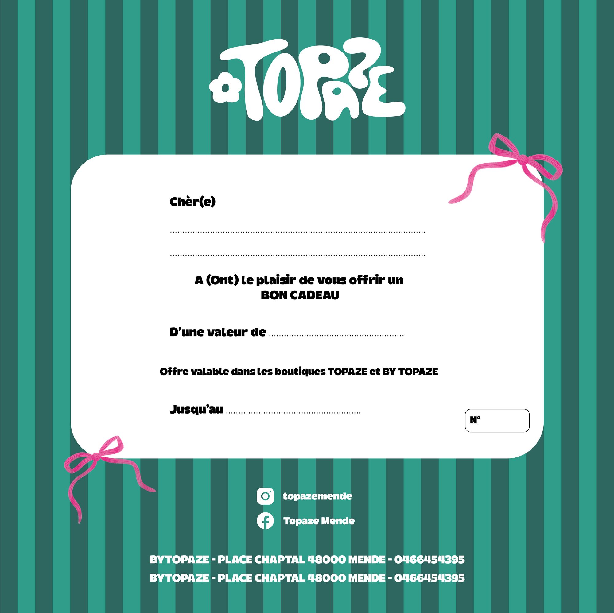 Carte cadeau BY TOPAZE