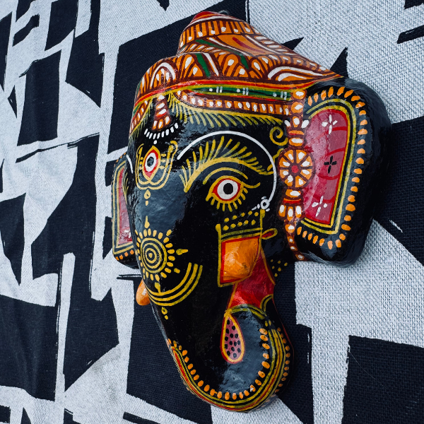 Masque décoration murale Inde Ganesh noir 