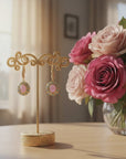 GAS BIJOUX - BOUCLES d'OREILLES TAO SPLASH - QUARTZ ROSE ET CRISTAUX VERTS