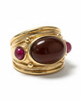 GAS BIJOUX - Bague SIMONE dorée - Jaspe rouge et Cornaline - Taille XL