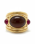 GAS BIJOUX - Bague SIMONE dorée - Jaspe rouge et Cornaline - Taille XL
