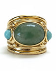 GAS BIJOUX - Bague SIMONE dorée à l'or fin - Aventurine et Apatite - Taille L