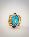 GAS BIJOUX - BAGUE SIMONE TURQUOISE et oeil de tigre dorée à l'or fin - Taille S