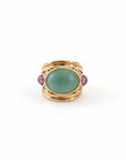 GAS BIJOUX - BAGUE SIMONE dorée à l'or fin - AVENTURINE et AMETHYSTE - TAILLE XL