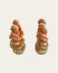 GAS BIJOUX - Boucles d'oreilles Tourbillon strass grand modèle dorées - Orange