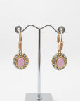 GAS BIJOUX - BOUCLES d'OREILLES TAO SPLASH - QUARTZ ROSE ET CRISTAUX VERTS
